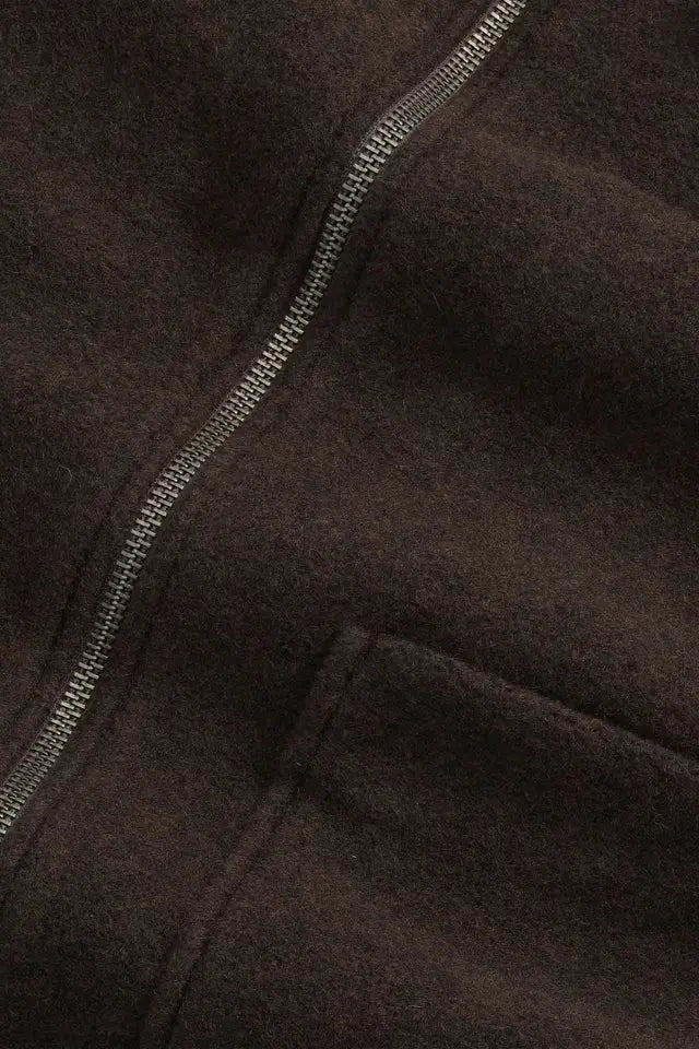NN.07 - Veste Gael zippée en laine à carreaux Marron foncé