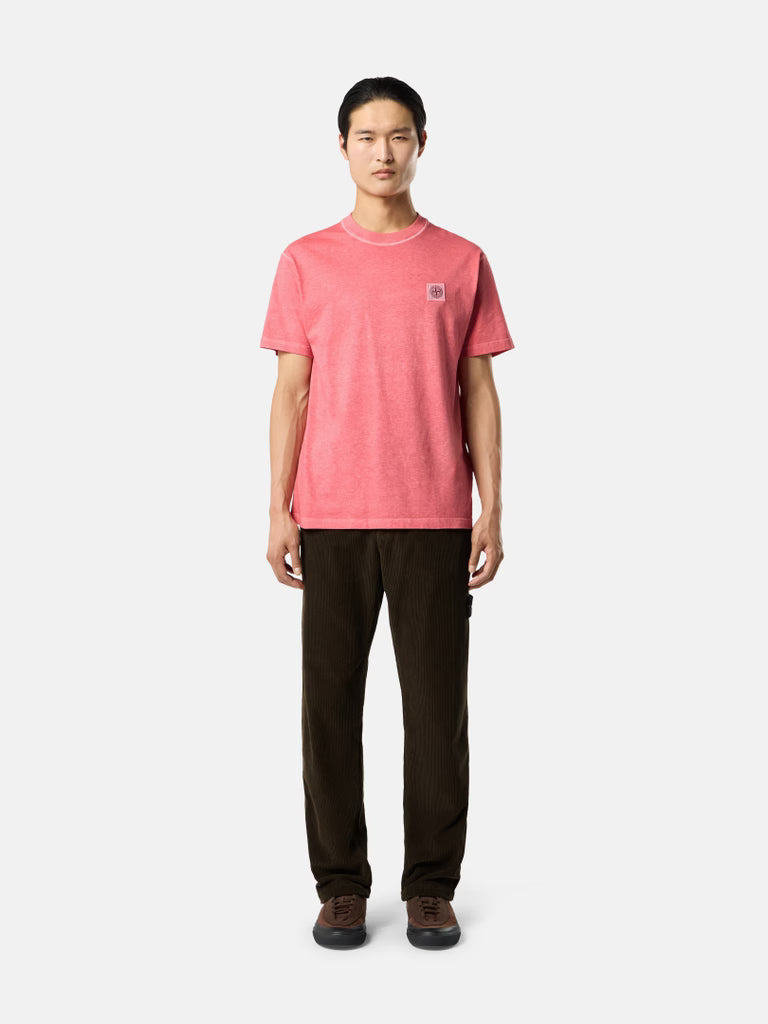 STONE ISLAND - T-shirt Slim Fit en Coton Biologique Rouge Géranium