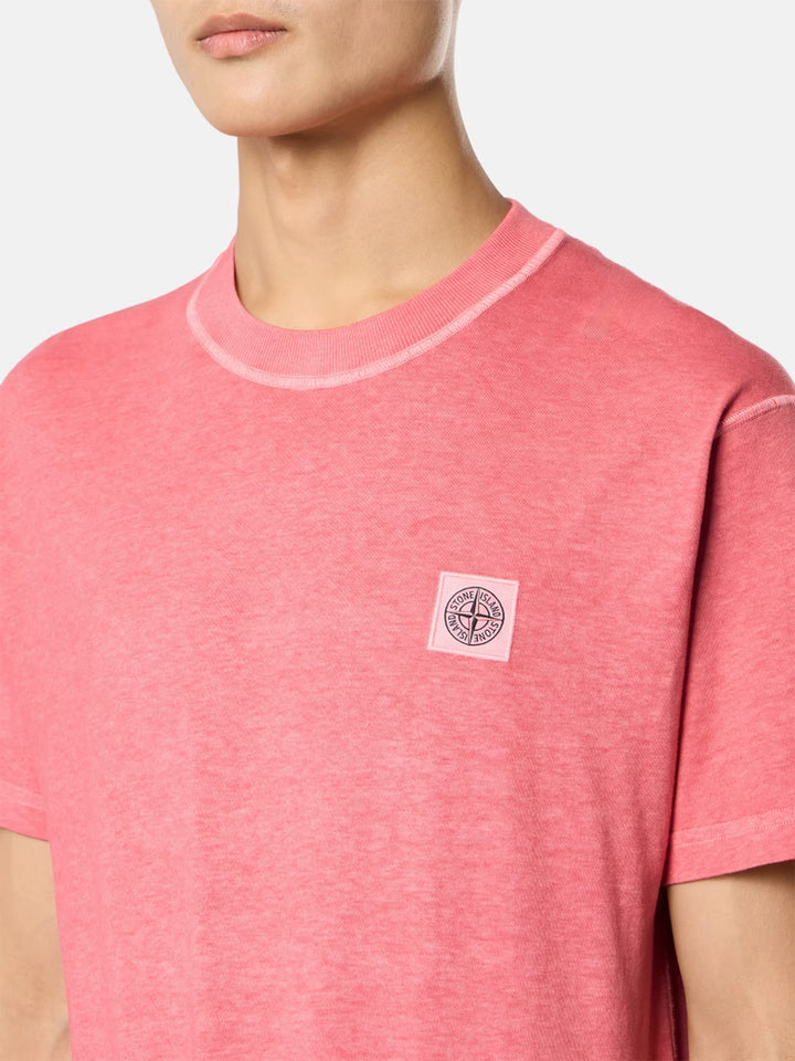 STONE ISLAND - T-shirt Slim Fit en Coton Biologique Rouge Géranium
