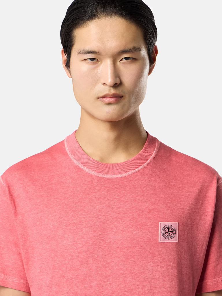 STONE ISLAND - T-shirt Slim Fit en Coton Biologique Rouge Géranium