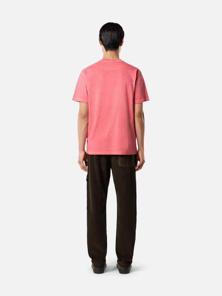 STONE ISLAND - T-shirt Slim Fit en Coton Biologique Rouge Géranium