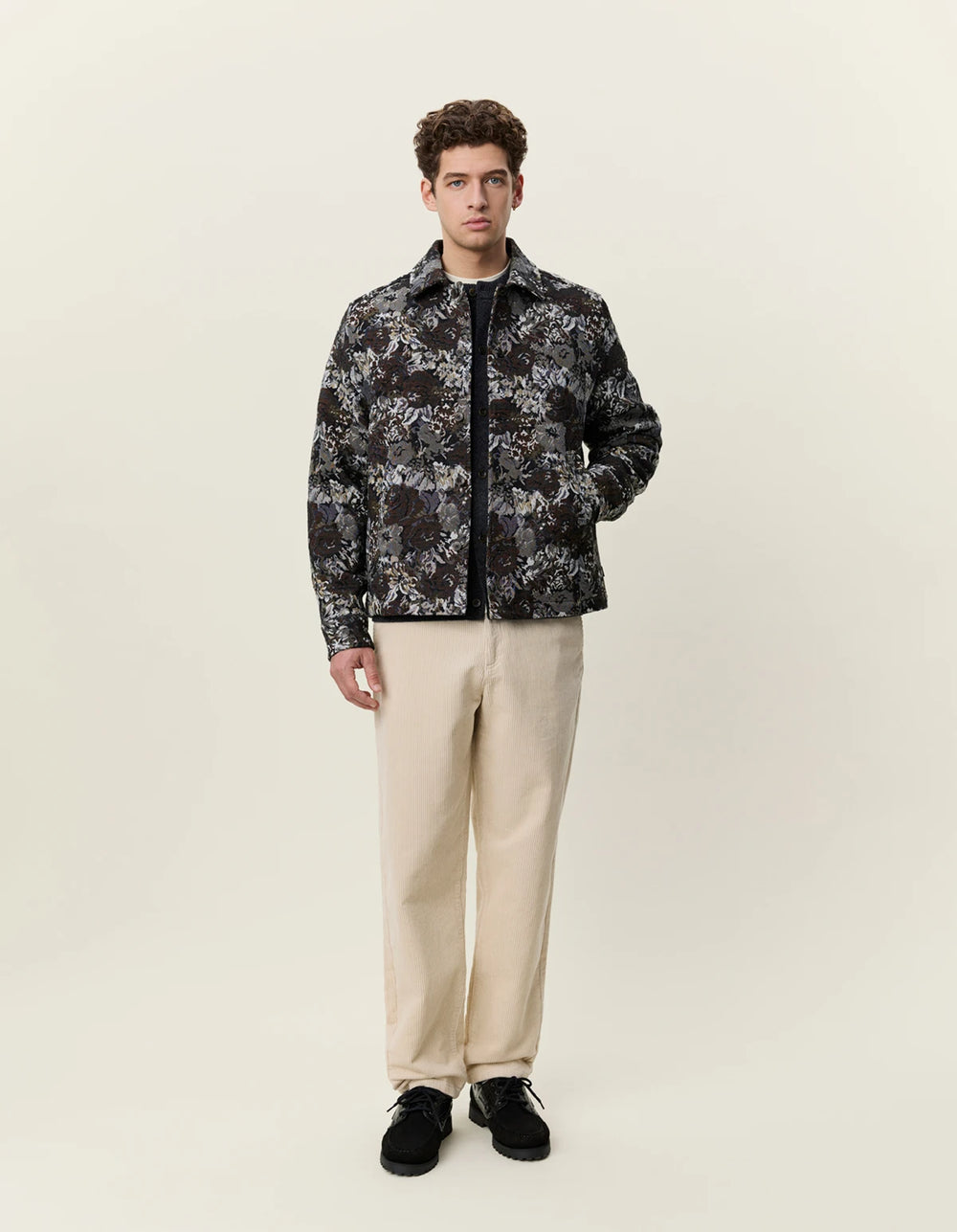 LES DEUX - Surchemise jacquard à motif floral Sable foncé