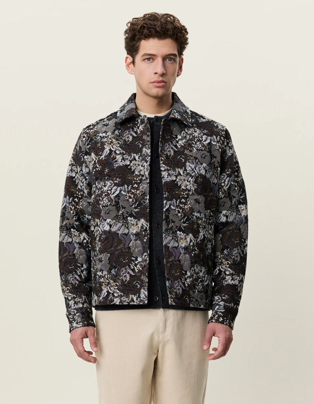 LES DEUX - Surchemise jacquard à motif floral Sable foncé