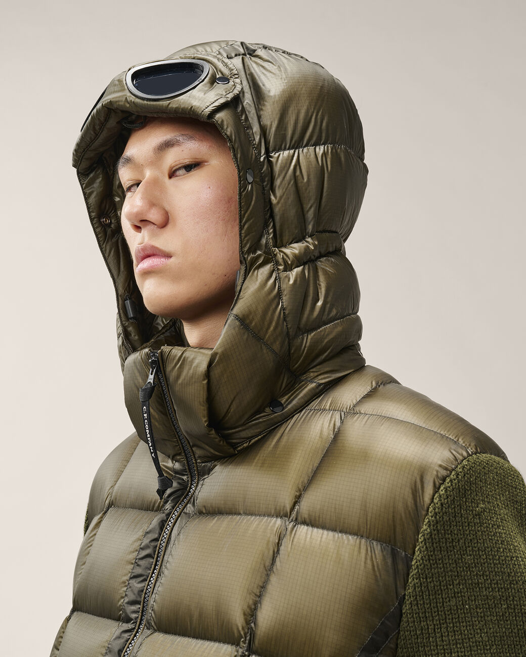 C.P. COMPANY - Pull Goggle en laine mérinos extra-fine Vert lierre
