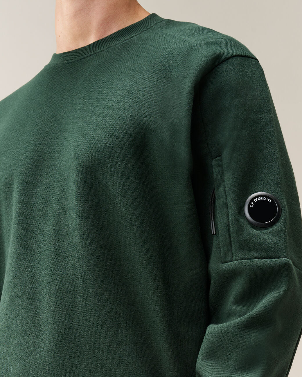 C.P. COMPANY - Sweat-shirt Lens en molleton Vert sapin