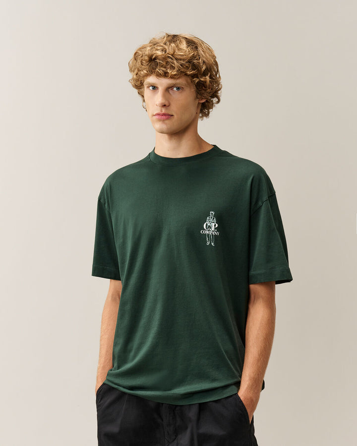 C.P. COMPANY - T-shirt Comfort Logo en jersey de coton Vert sapin
