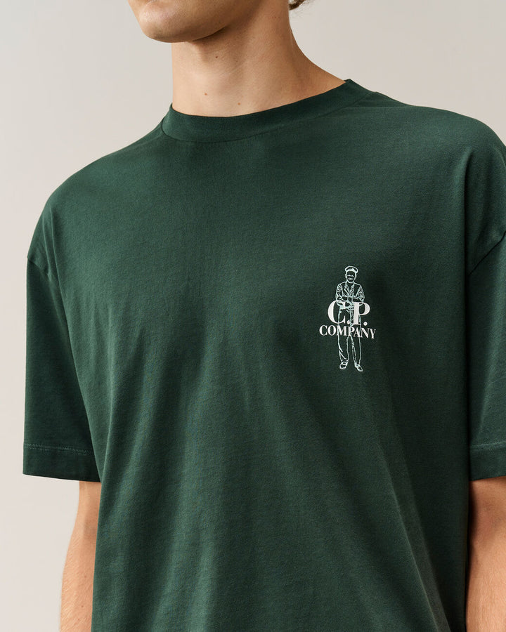 C.P. COMPANY - T-shirt Comfort Logo en jersey de coton Vert sapin