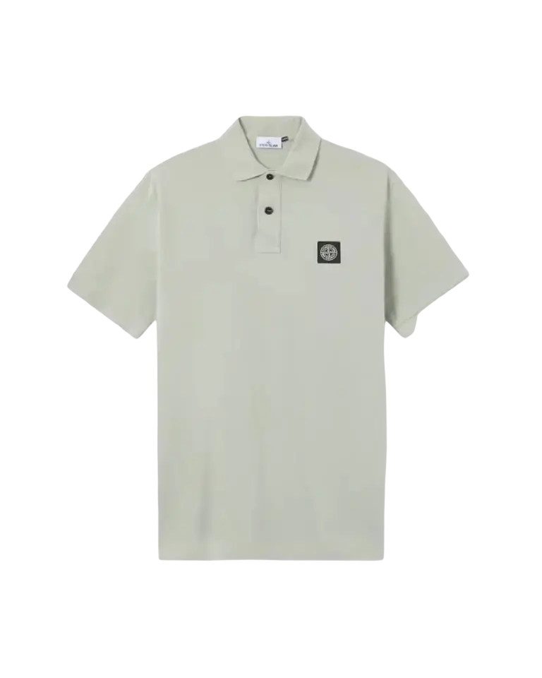 STONE ISLAND - Polo en piqué de coton biologique extensible Vert sauge