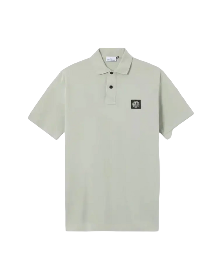 STONE ISLAND - Polo en piqué de coton biologique extensible Vert sauge