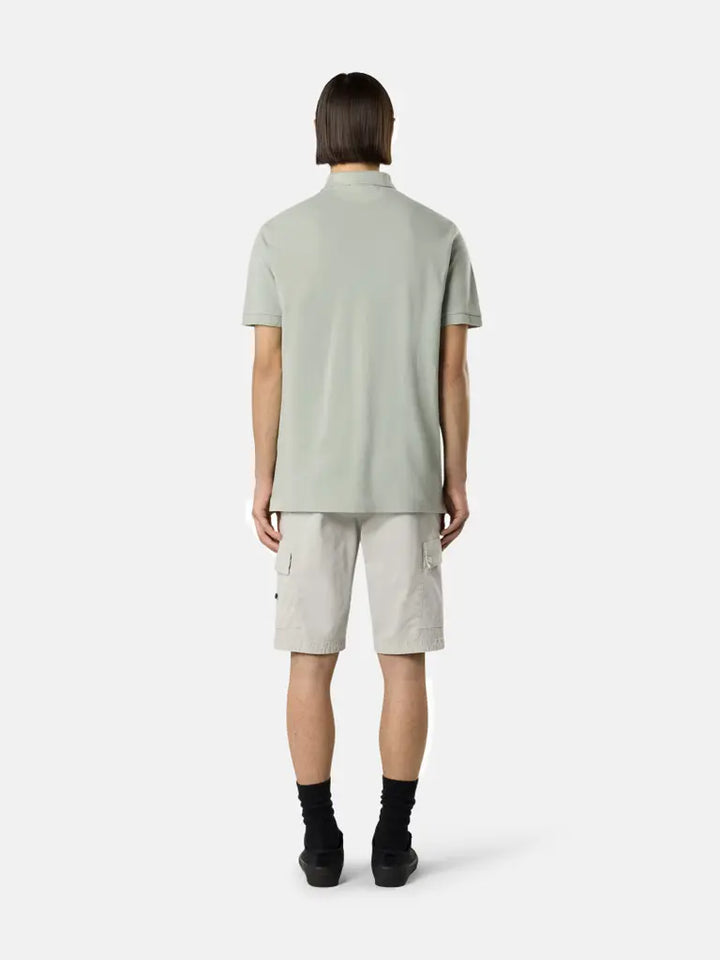 STONE ISLAND - Polo en piqué de coton biologique extensible Vert sauge