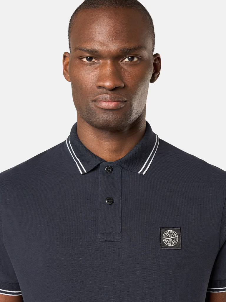 STONE ISLAND - Slim-fit short-sleeve Polo with Compass Patch Marine