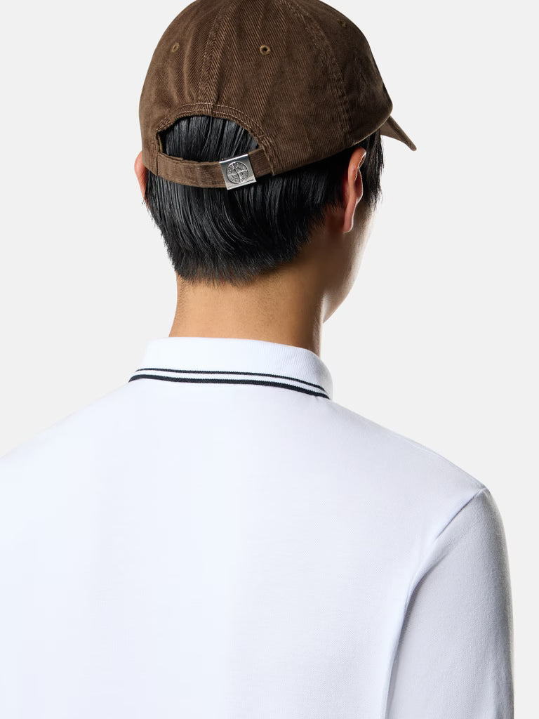 STONE ISLAND - Slim-fit short-sleeve Polo with Compass Patch Blanc