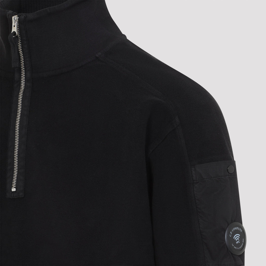 C.P. COMPANY - Sweat-shirt Polo Lens zippé Noir