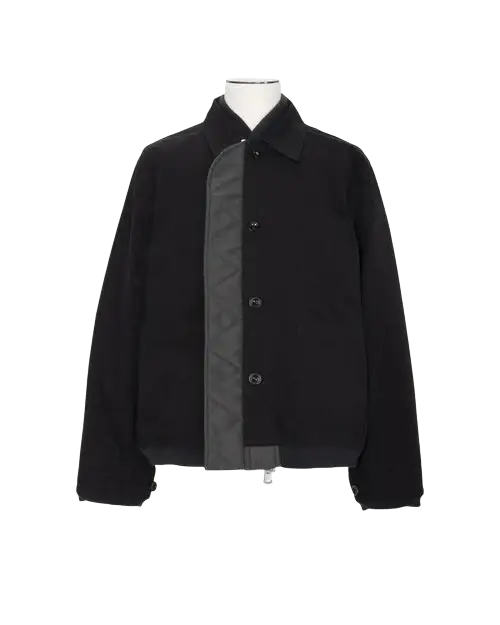 SACAI - Blouson réversible Nylon Twill x Rip Stop Noir / Kaki foncé