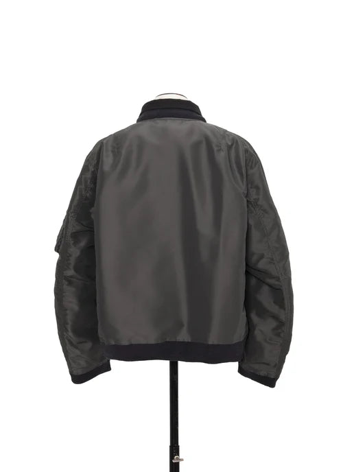 SACAI - Blouson réversible Nylon Twill x Rip Stop Noir / Kaki foncé