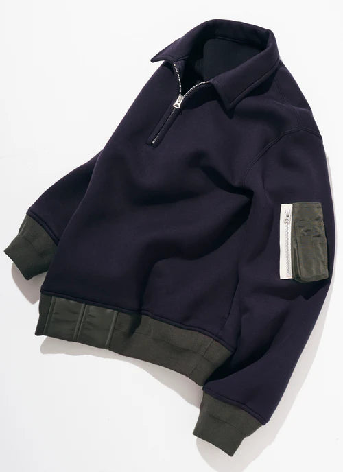 SACAI - Polo Sweat Marine / Kaki foncé