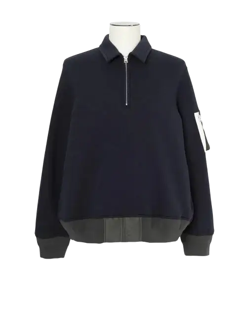 SACAI - Polo Sweat Marine / Kaki foncé