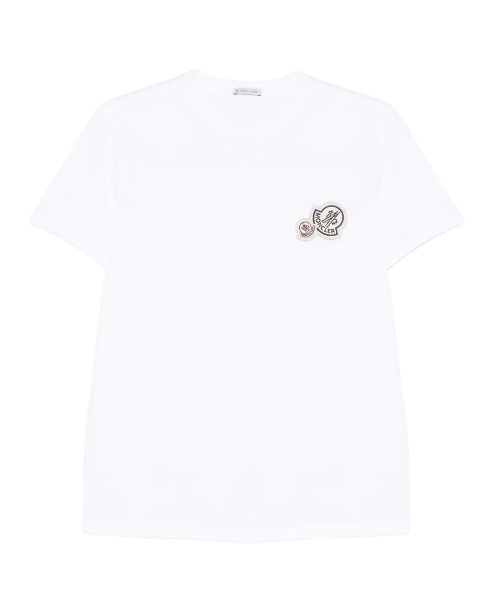 MONCLER – T-shirt en coton à double empiècement logo Blanc