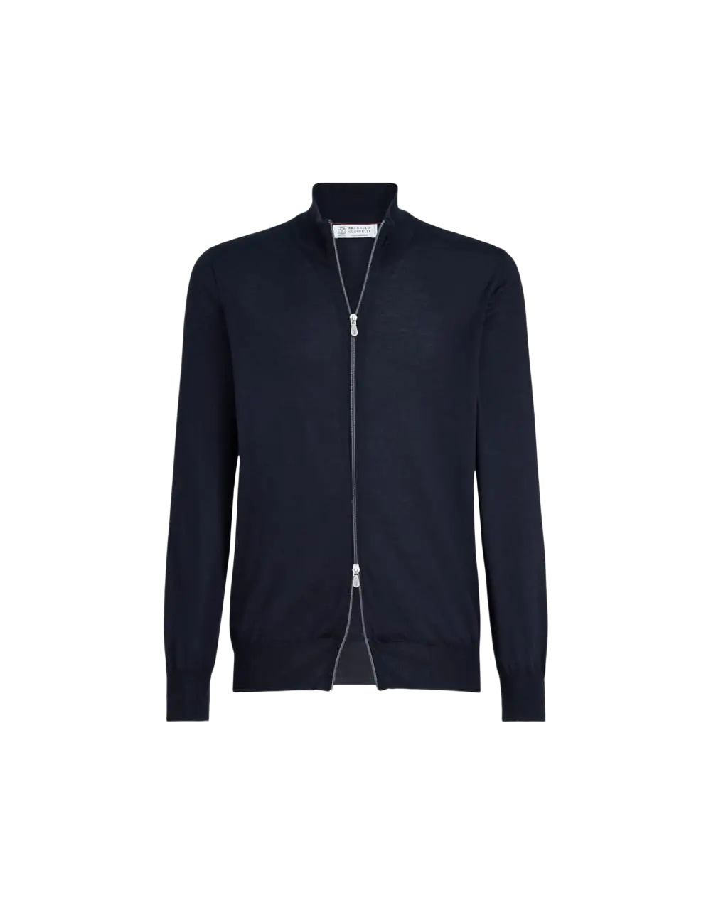 BRUNELLO CUCINELLI - Cardigan Zippé Cachemire & Soie Bleu Marine