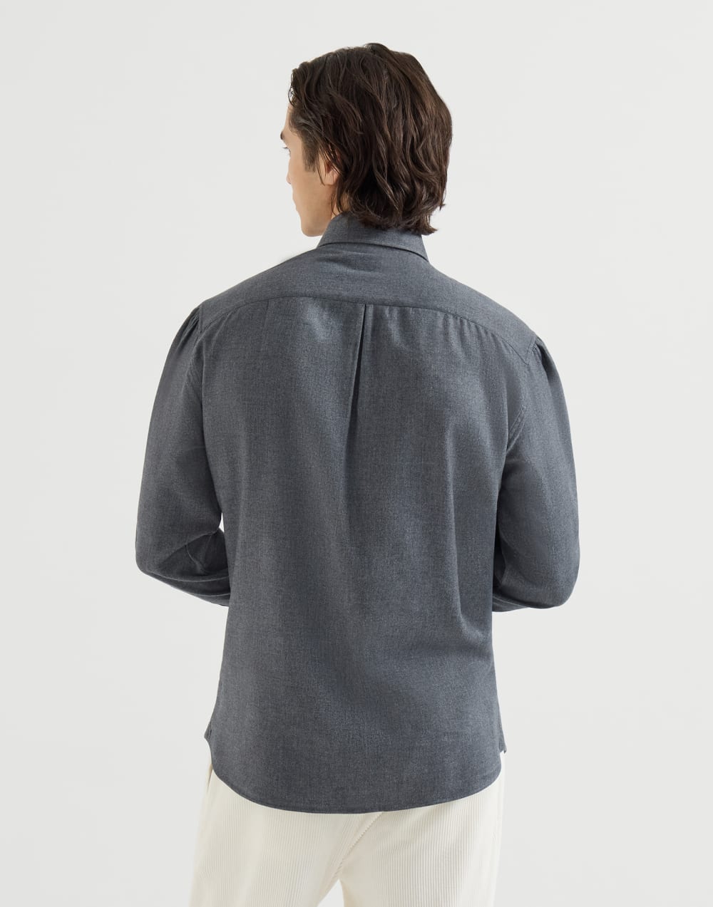 BRUNELLO CUCINELLI - Chemise en Flanelle Gris Foncé