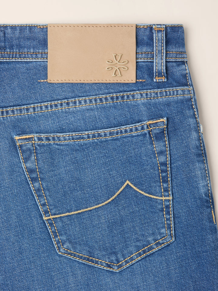 JACOB COHËN - Jean Bard Regular-Slim en denim stretch Bleu moyen délavé