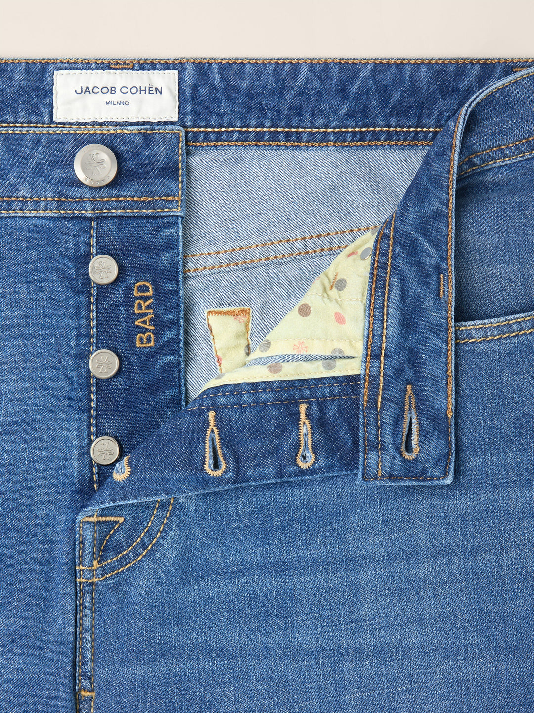 JACOB COHËN - Jean Bard Regular-Slim en denim stretch Bleu moyen délavé
