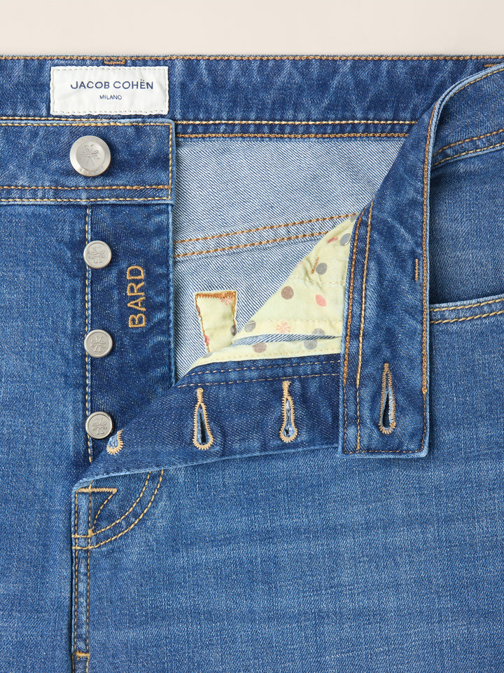 JACOB COHËN - Jean Bard Regular-Slim en denim stretch Bleu moyen délavé