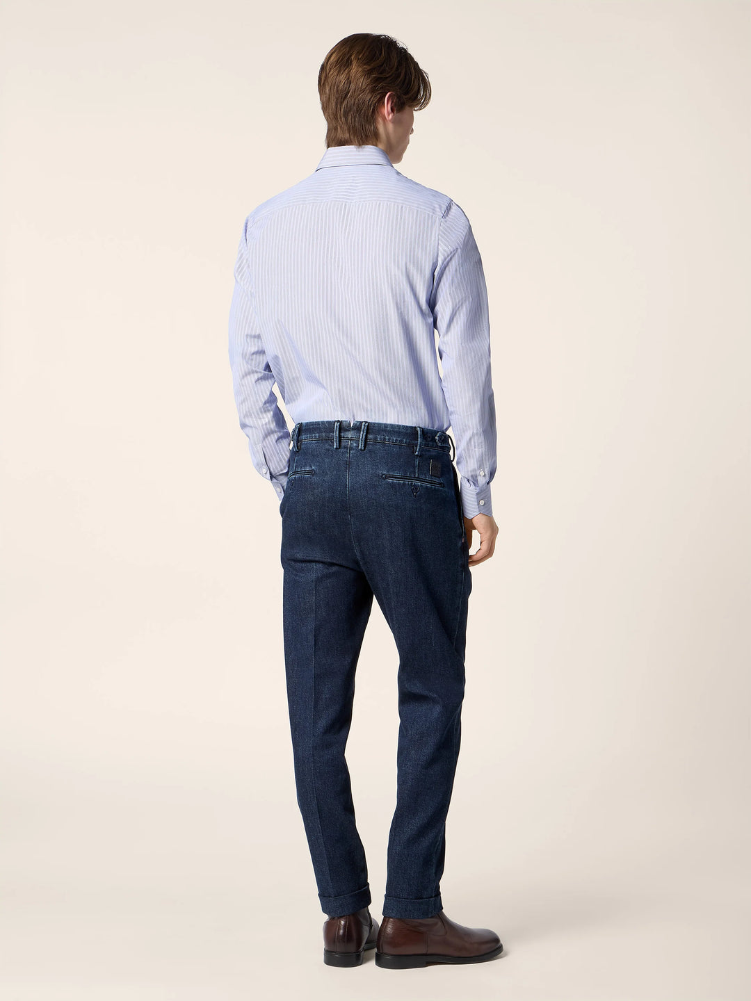 JACOB COHEN - Jean chino Henry en coton et cachemire Bleu marine