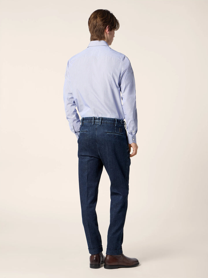 JACOB COHEN - Jean chino Henry en coton et cachemire Bleu marine