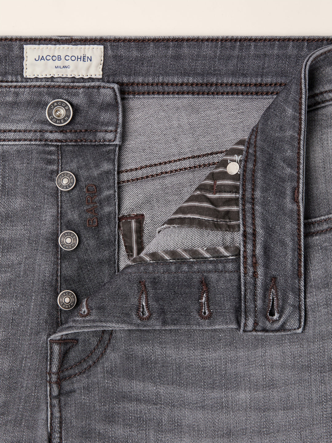 JACOB COHËN - Jean Bard Regular-Slim en denim stretch Noir délavé