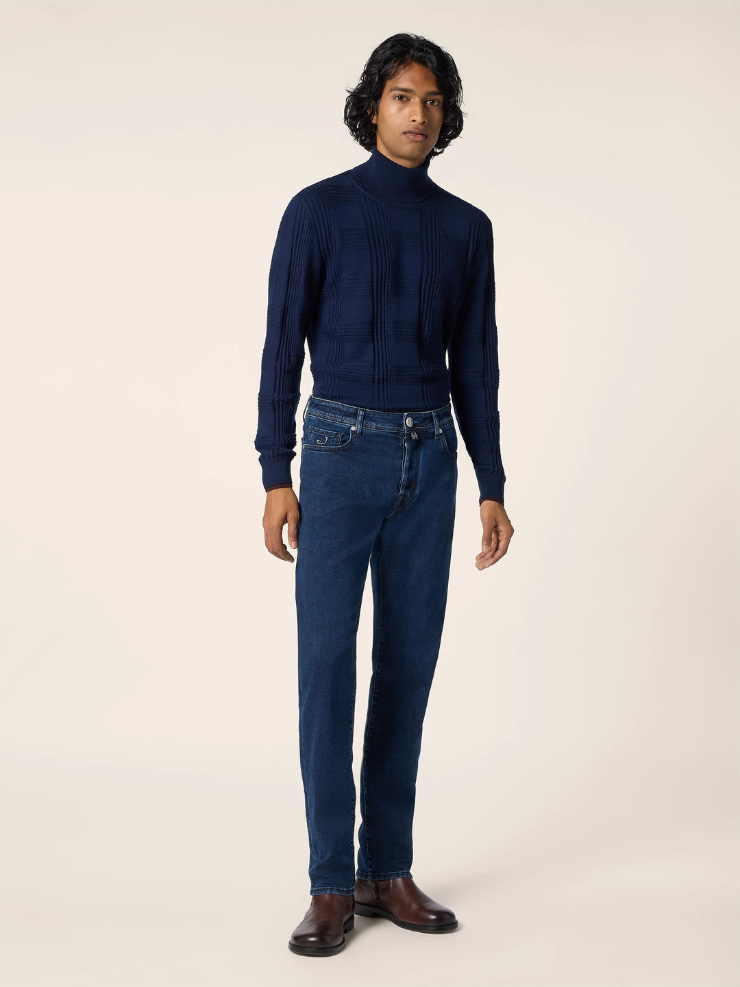 JACOB COHËN - Jean Bard Regular-Slim en denim Super Stretch Bleu foncé