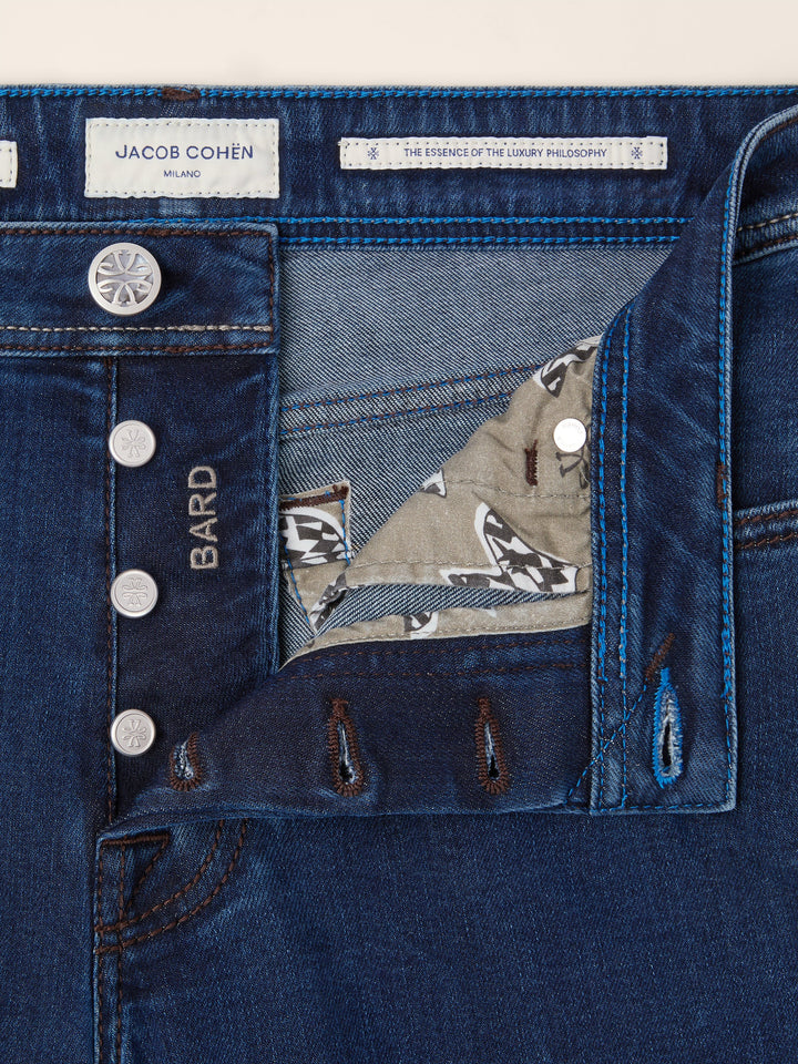 JACOB COHËN - Jean Bard Regular-Slim en denim Super Stretch Bleu foncé