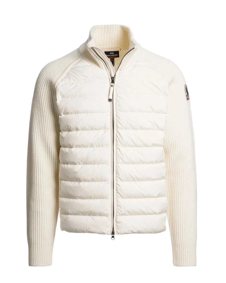 PARAJUMPERS - Cardigan hybride Olmo en laine mérinos et duvet Ivoire