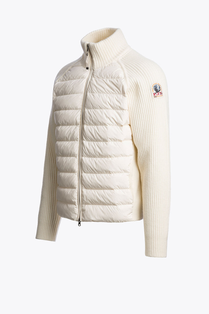 PARAJUMPERS - Cardigan hybride Olmo en laine mérinos et duvet Ivoire