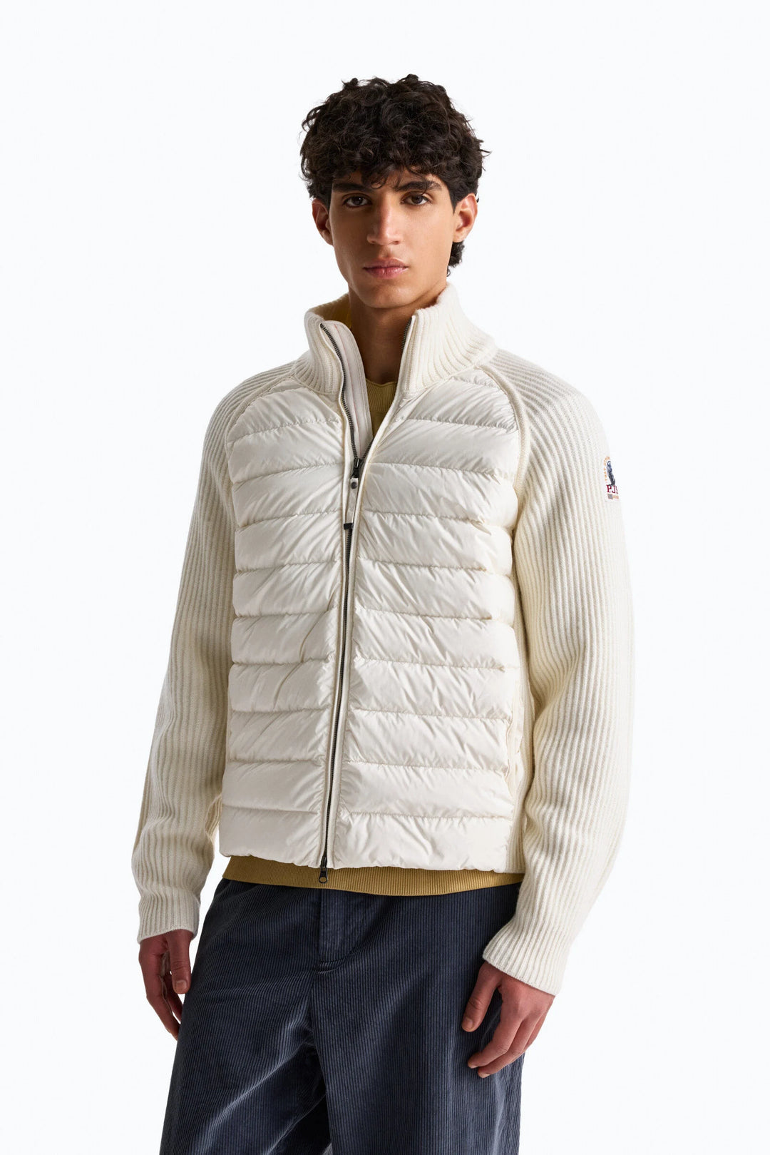 PARAJUMPERS - Cardigan hybride Olmo en laine mérinos et duvet Ivoire