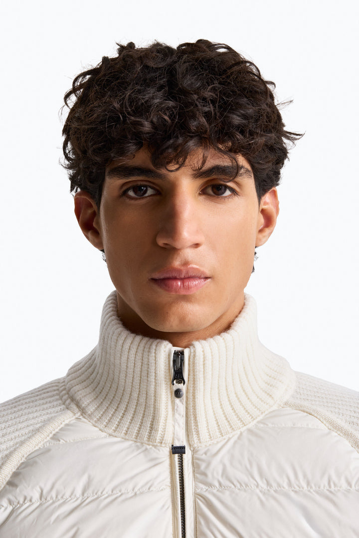 PARAJUMPERS - Cardigan hybride Olmo en laine mérinos et duvet Ivoire