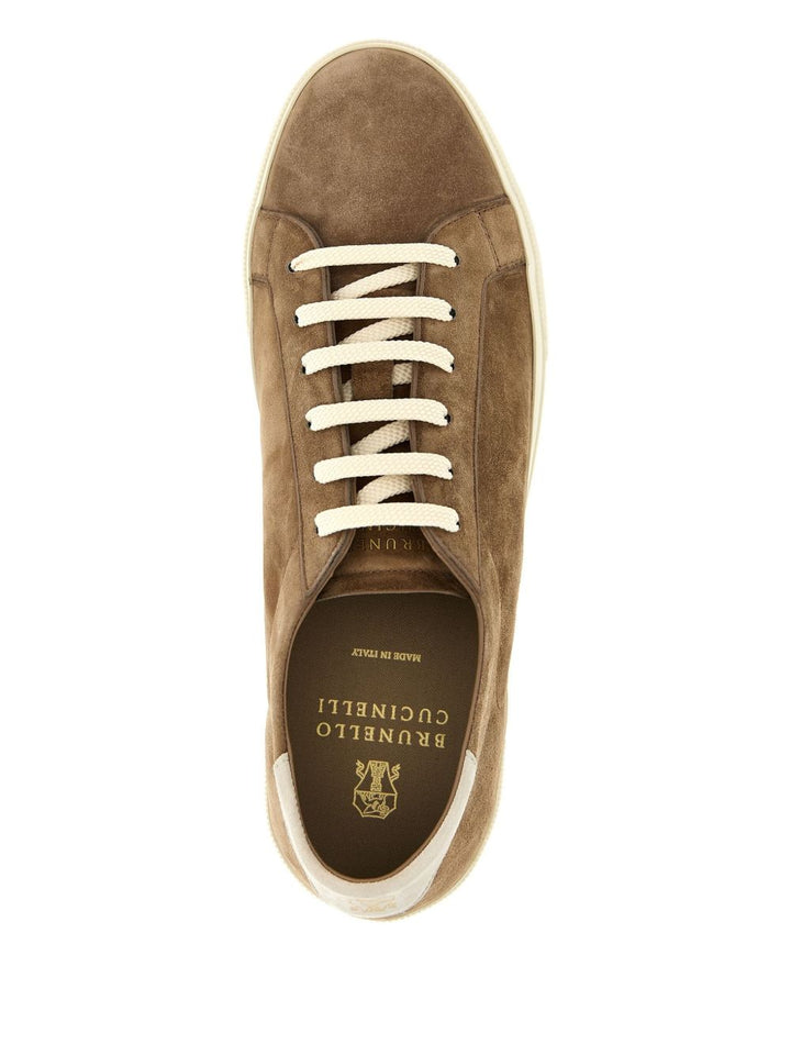 BRUNELLO CUCINELLI - Baskets en daim marron