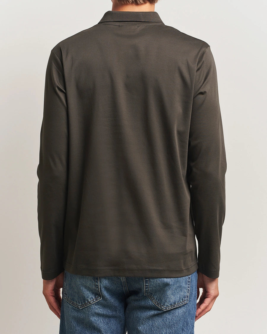 NN.07 - Polo Paul à manches longues en coton biologique Vert militaire foncé