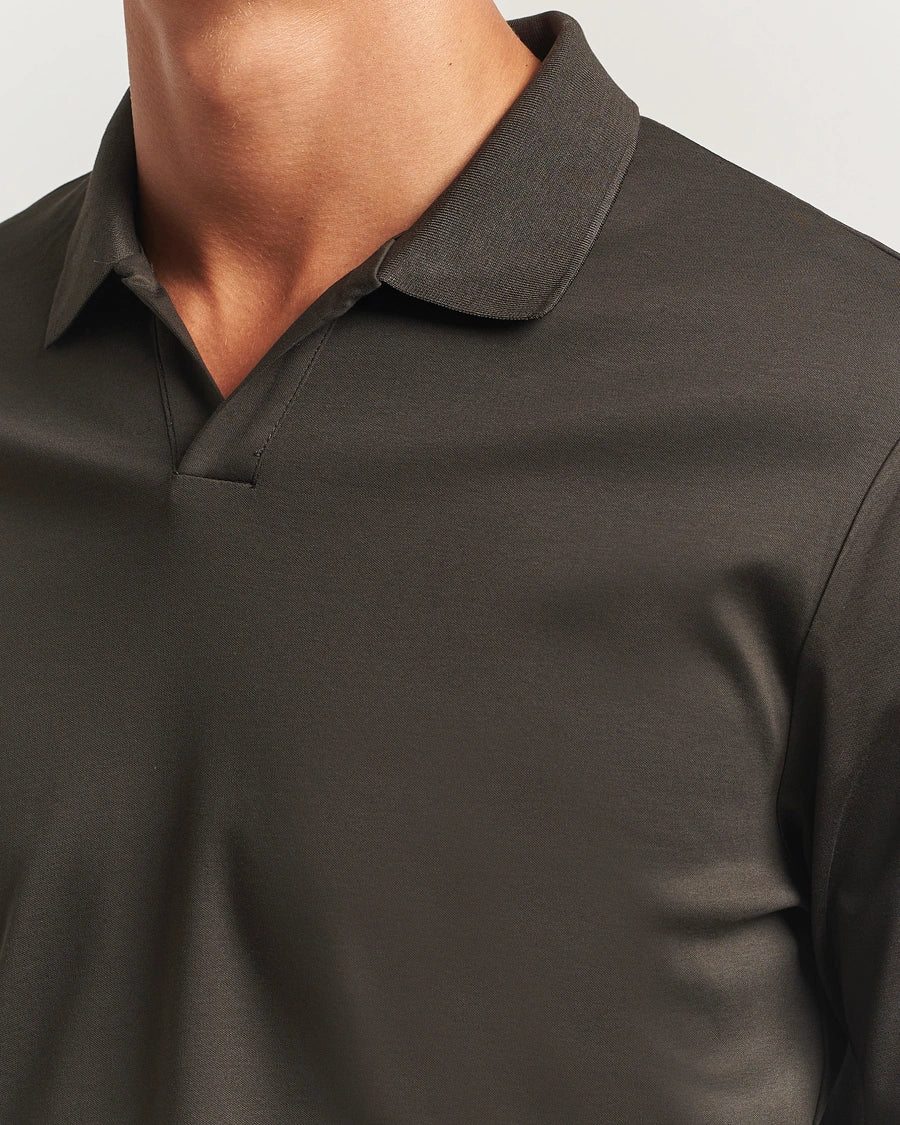 NN.07 - Polo Paul à manches longues en coton biologique Vert militaire foncé