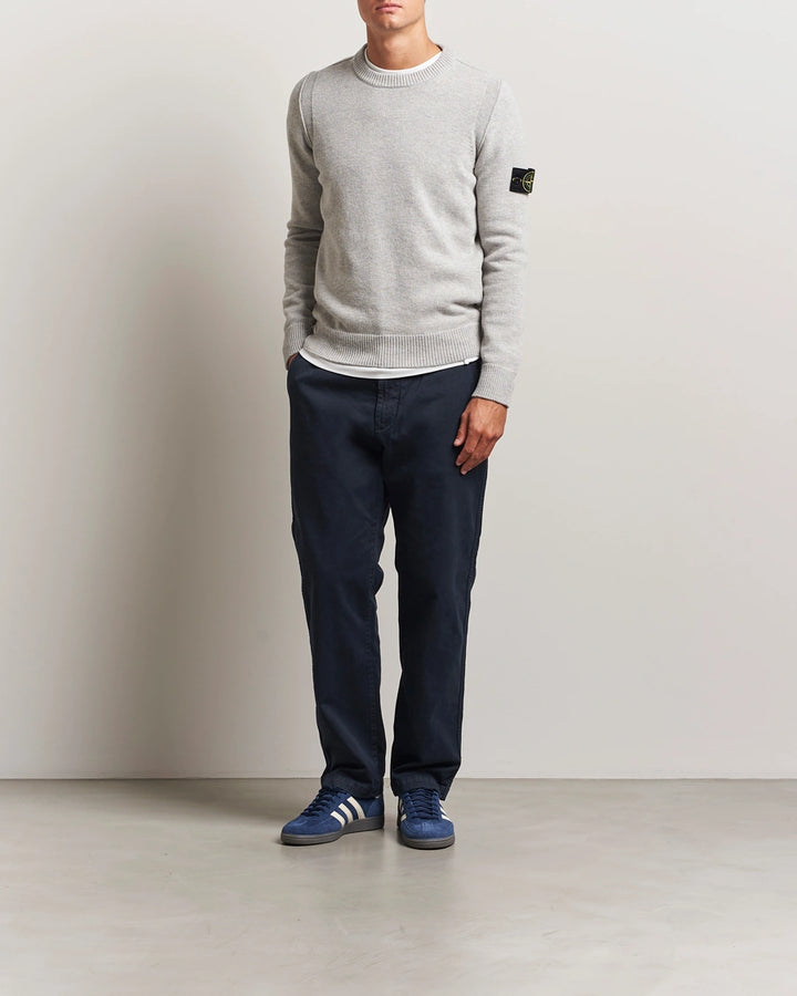 STONE ISLAND – Pull en laine d'agneau Gris chiné