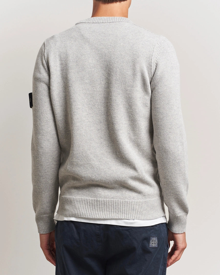 STONE ISLAND – Pull en laine d'agneau Gris chiné
