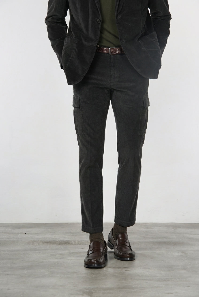 MASON'S - Pantalon cargo Chile en velours côtelé Marron