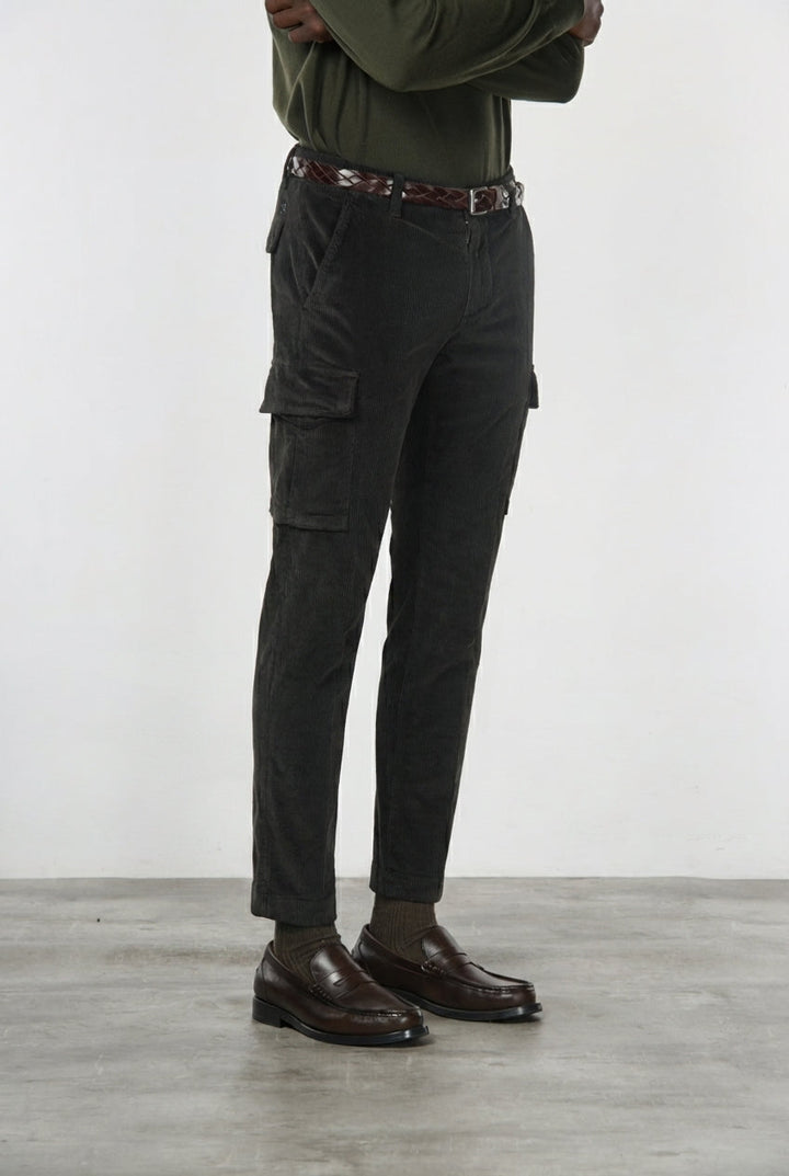 MASON'S - Pantalon cargo Chile en velours côtelé Marron