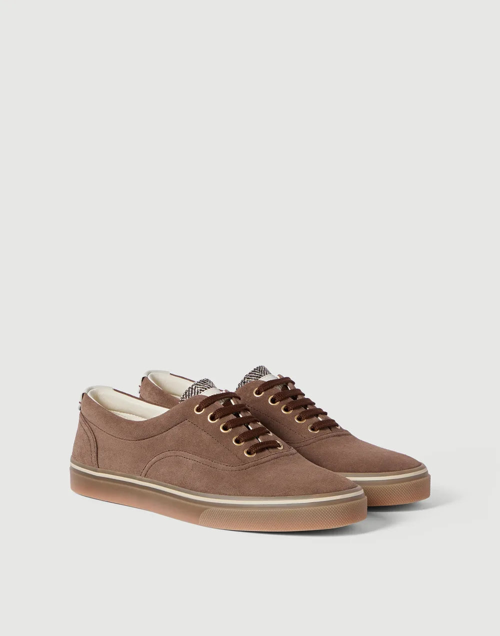 BRUNELLO CUCINELLI - Sneakers en Daim Marron Boue