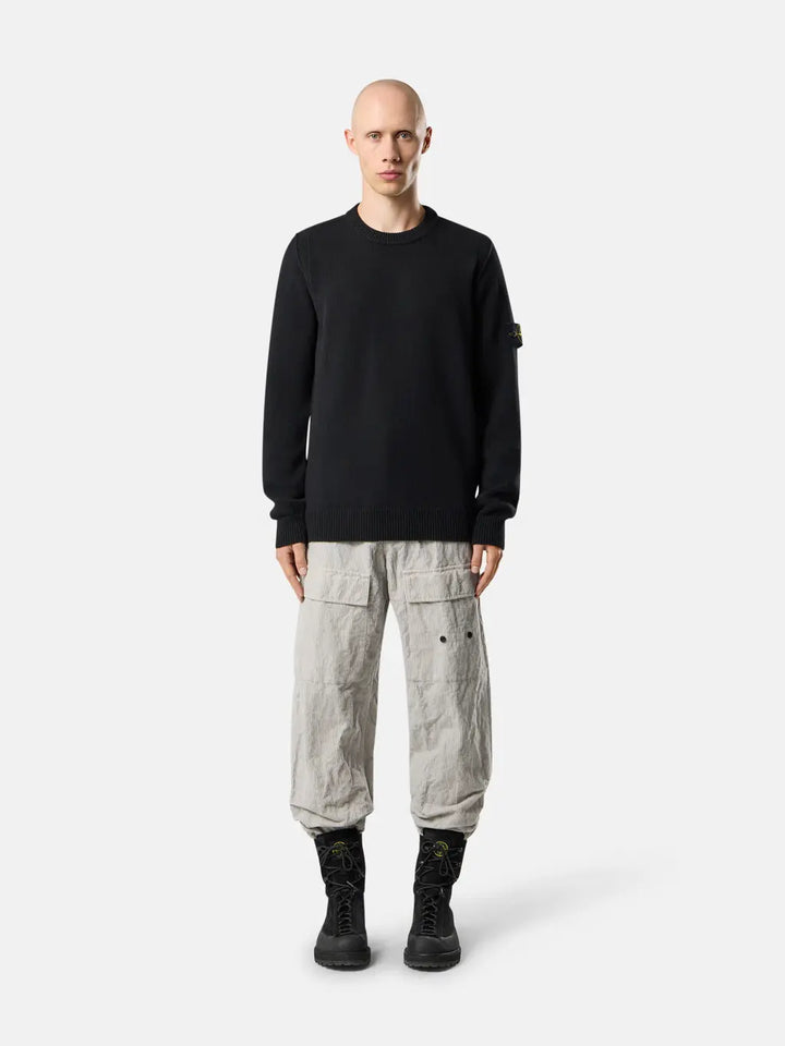STONE ISLAND - Pull Col Rond en Laine d'Agneau Noir