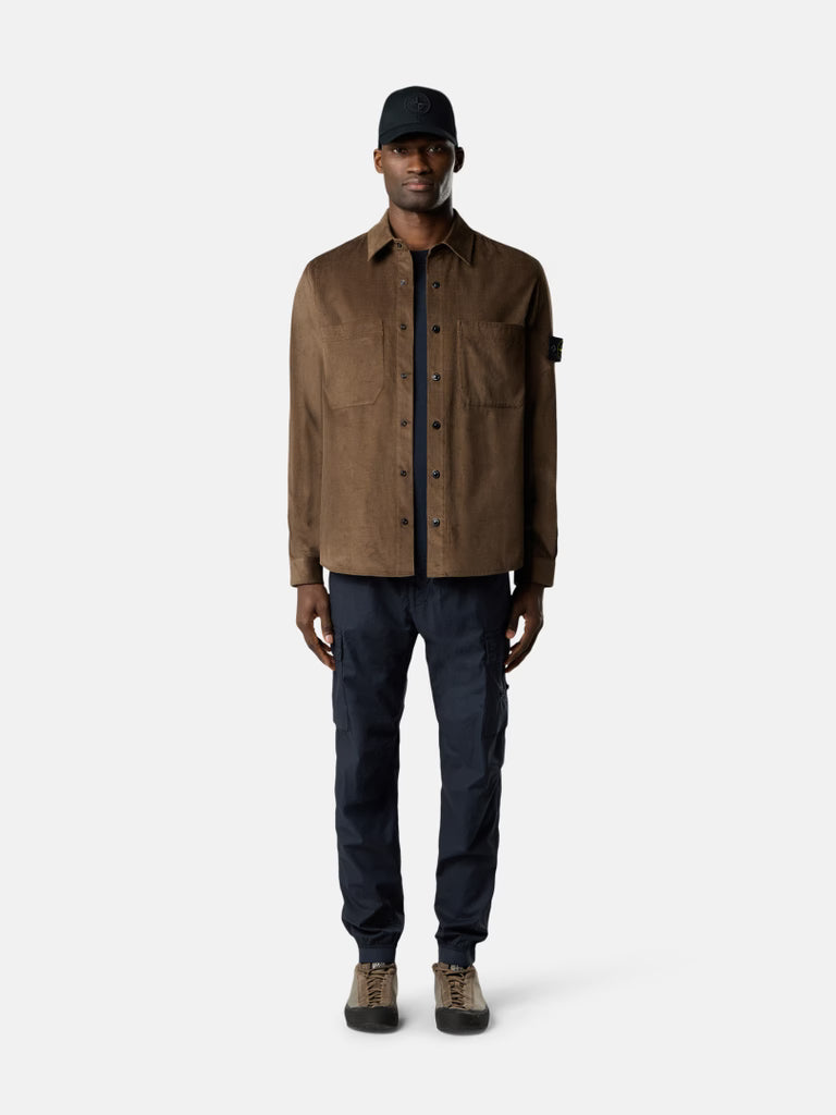 STONE ISLAND - T-shirt Slim en Coton Bio Effet Fissato Bleu Marine