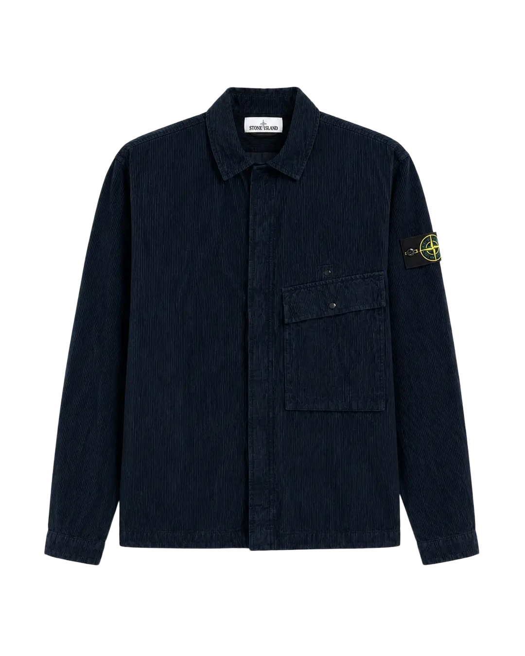 STONE ISLAND - Chemise en velours côtelé à logo Bleu marine