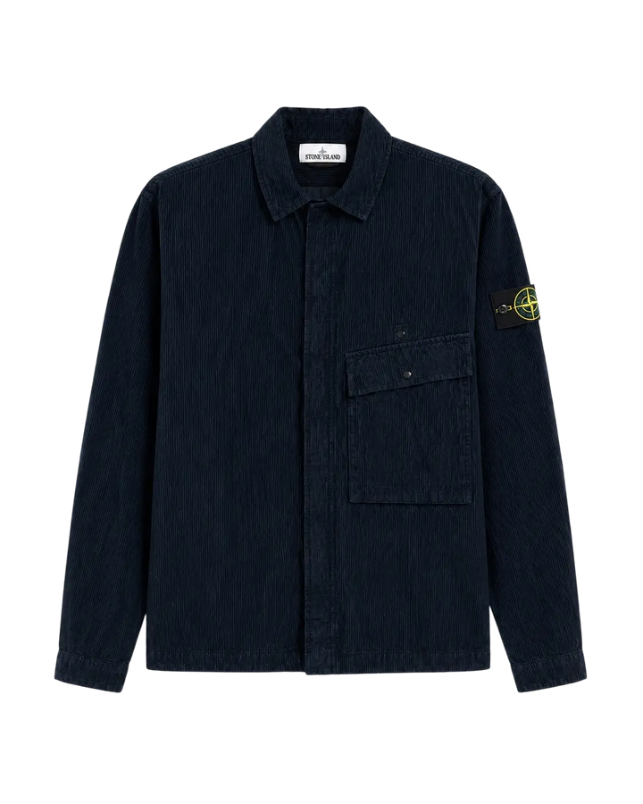 STONE ISLAND - Chemise en velours côtelé à logo Bleu marine