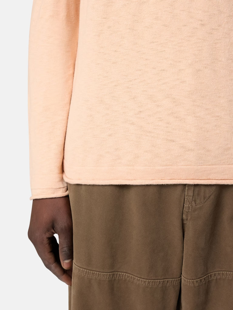 STONE ISLAND - Crewneck Jumper with Small Roll Finishes Rose pastel