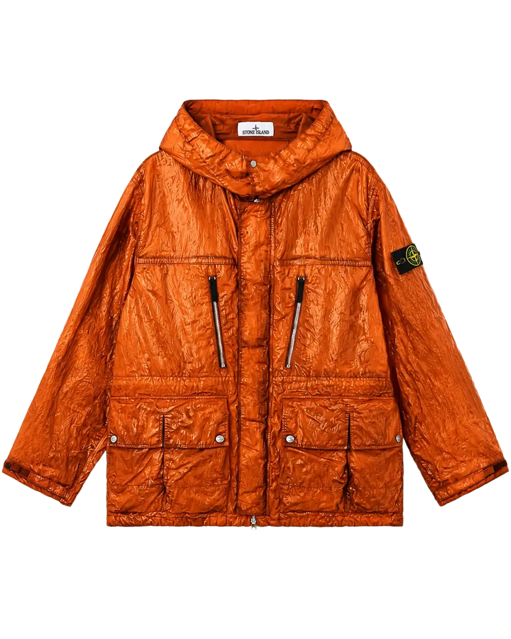 STONE ISLAND - Veste à Capuche Nylon Tela Orange Brûlé